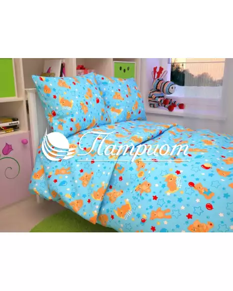 КПБ детский Мишки, голубой, бязь 125 г/м² 350-1